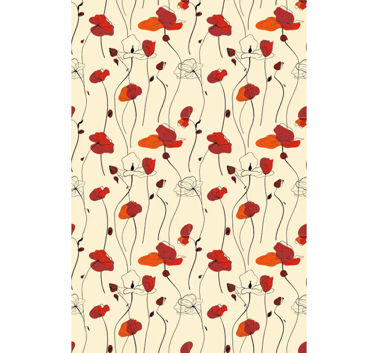 Classic wallpaper poppies - TenStickers