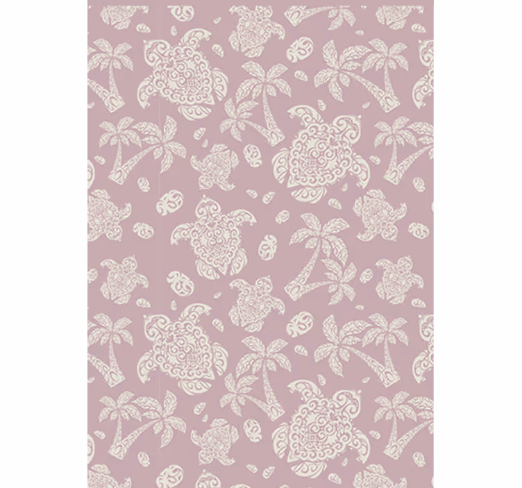Living room wallpaper hawaiian turtle and palm design - TenStickers