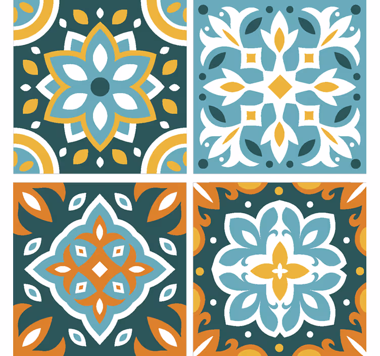 Tile effect wallpaper turquoise tiles - TenStickers