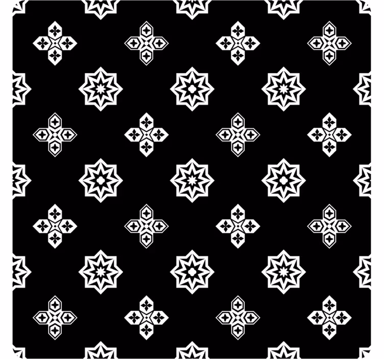 Tile effect wallpaper in black and white vintage pattern - TenStickers