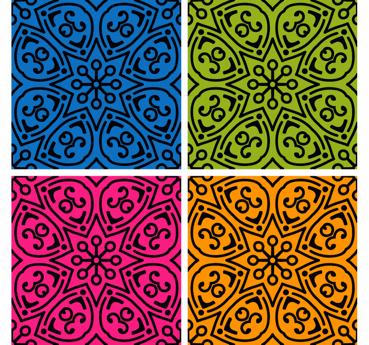 Tile effect wallpaper with mandala designs - TenStickers