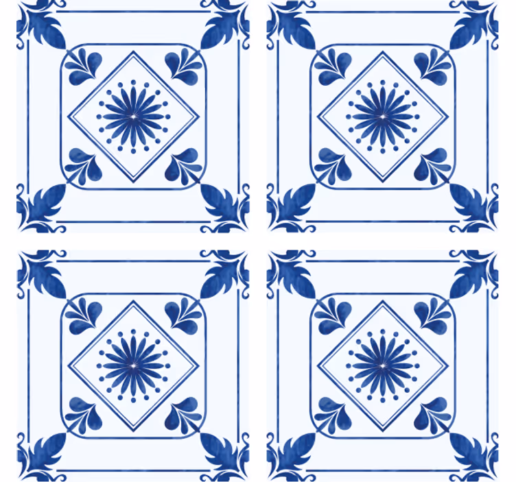 Tile effect wallpaper elaborate floral design - TenStickers