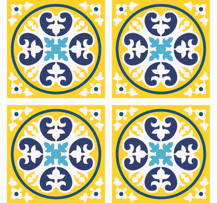 Tile effect wallpaper floral pattern design - TenStickers