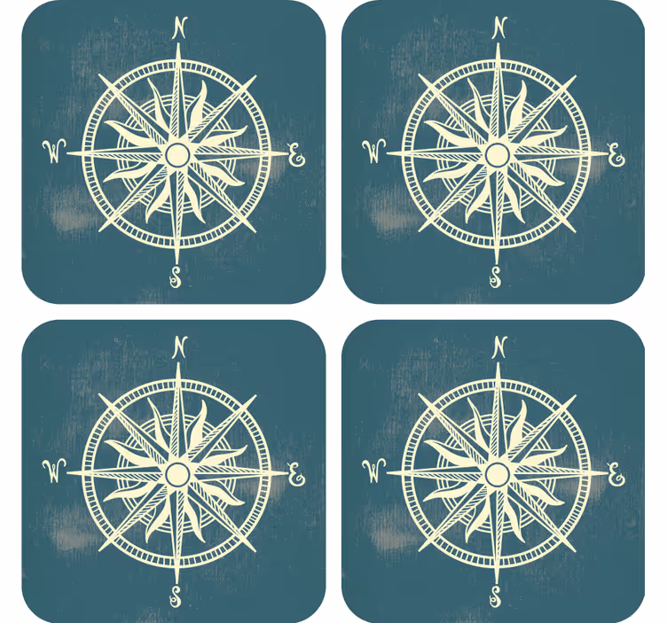 Vintage wallpaper compass on world map - TenStickers