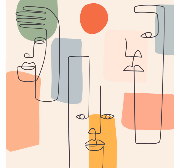 Geometric wallpaper minimalistic face art design - TenStickers