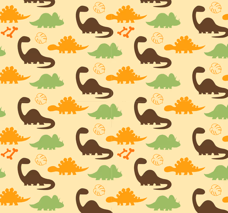 Dinosaurs wallpaper with beige background - TenStickers