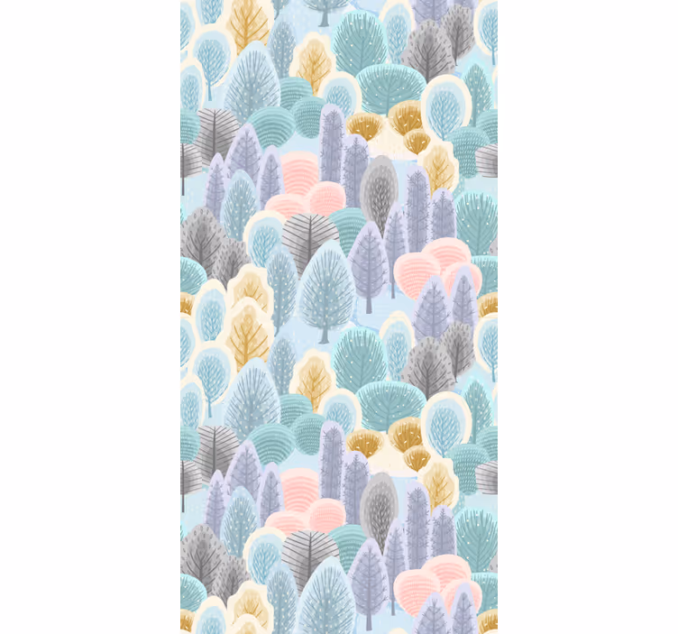 Tree wallpaper in pastel forest design - TenStickers