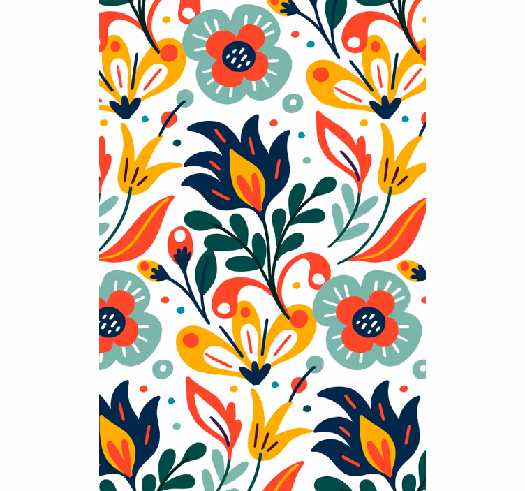 Modern wallpaper with multicolor flowers - TenStickers