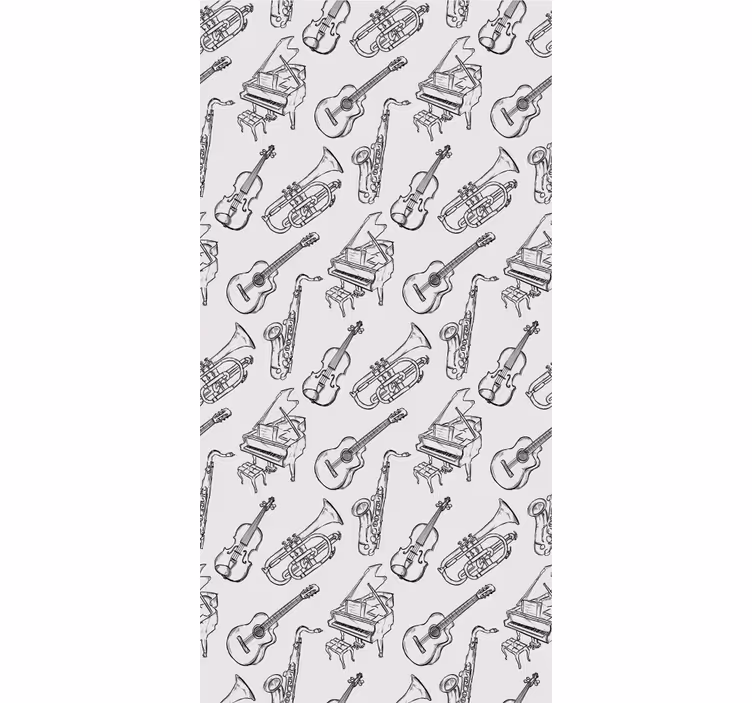 Modern wallpaper hand-drawn musical instrument design - TenStickers