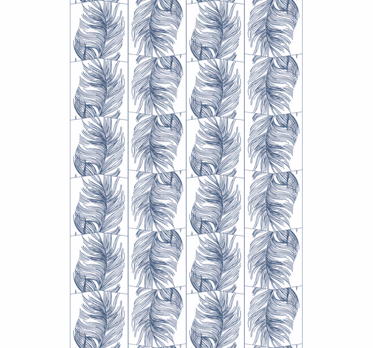 Modern wallpaper hampton style blue feathers - TenStickers