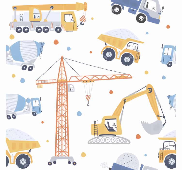 Kids wallpaper construction vehicles fun - TenStickers