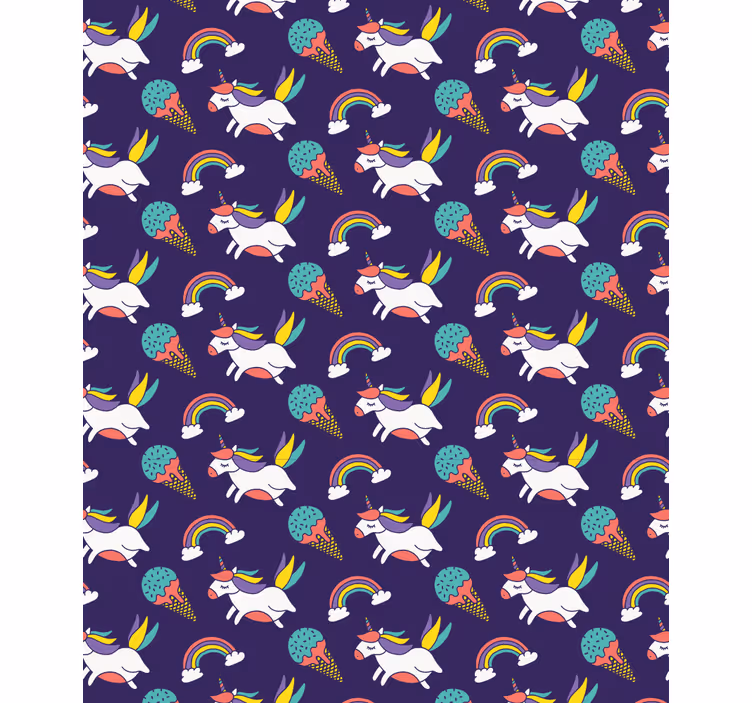Kids wallpaper unicorns and rainbows - TenStickers