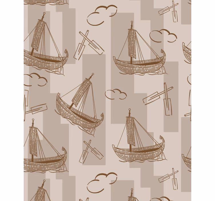 Kids wallpaper sailing boats pattern - TenStickers