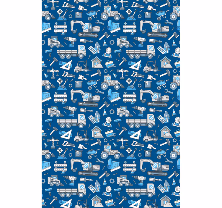 Kids wallpaper construction vehicles - TenStickers