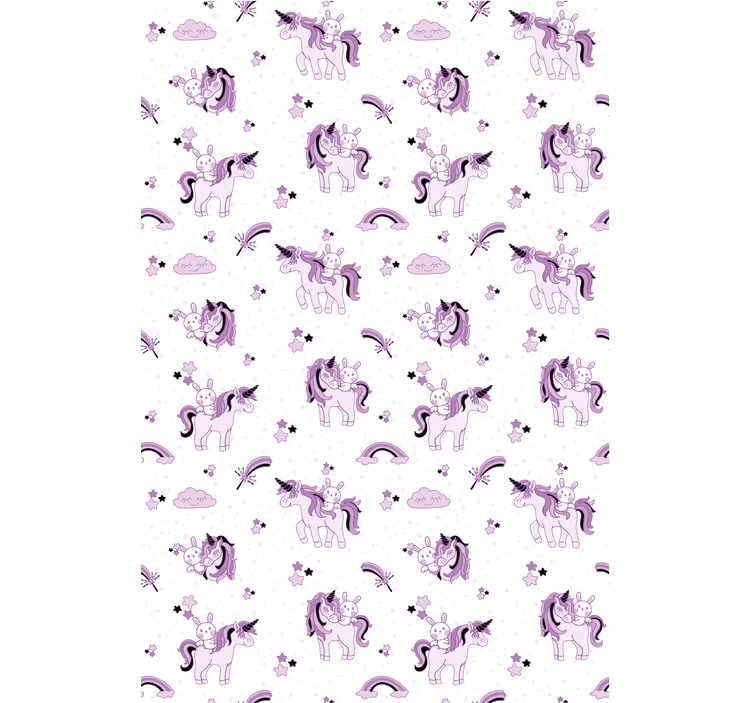 Kids wallpaper fantasy purple unicorns - TenStickers