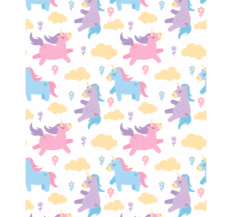 Kids wallpaper unicorns and clouds - TenStickers