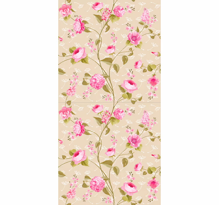 Dining room wallpaper pink floral vine - TenStickers