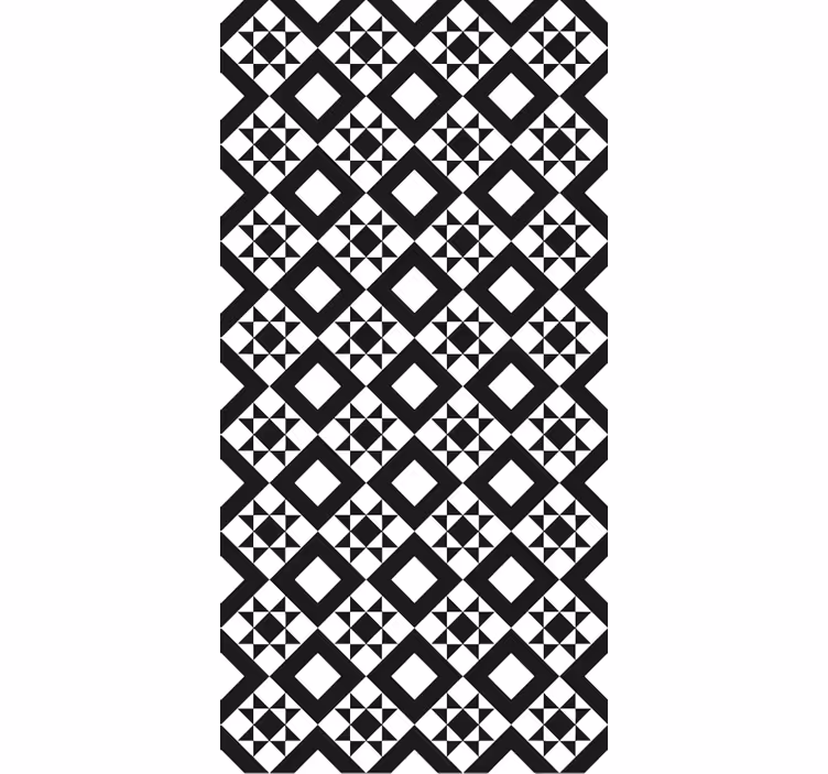 Kitchen wallpaper in black and white geometric tile - TenStickers
