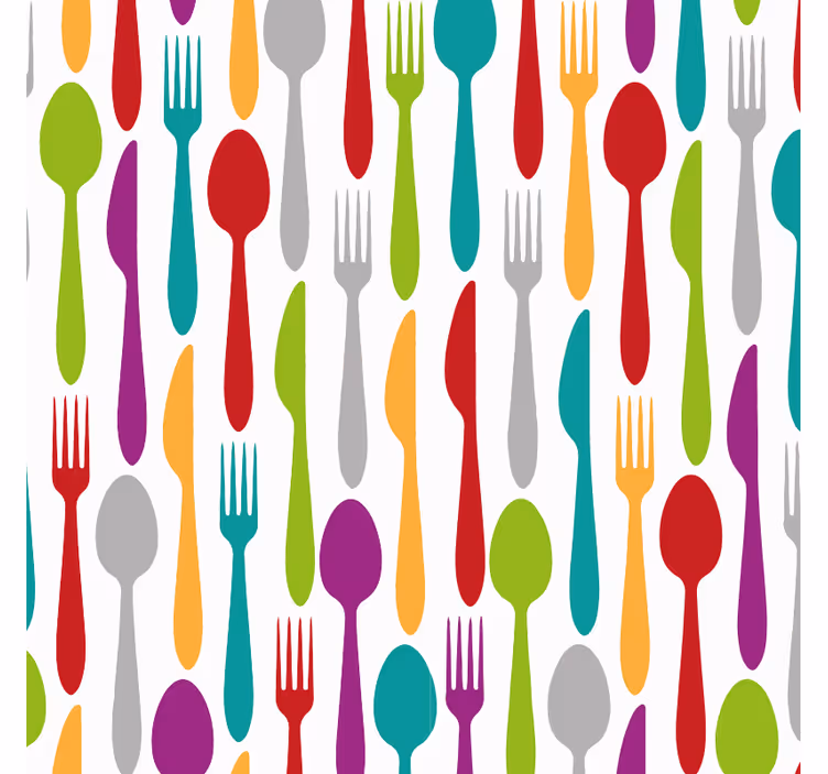 Kitchen wallpaper with eating utensils design - TenStickers