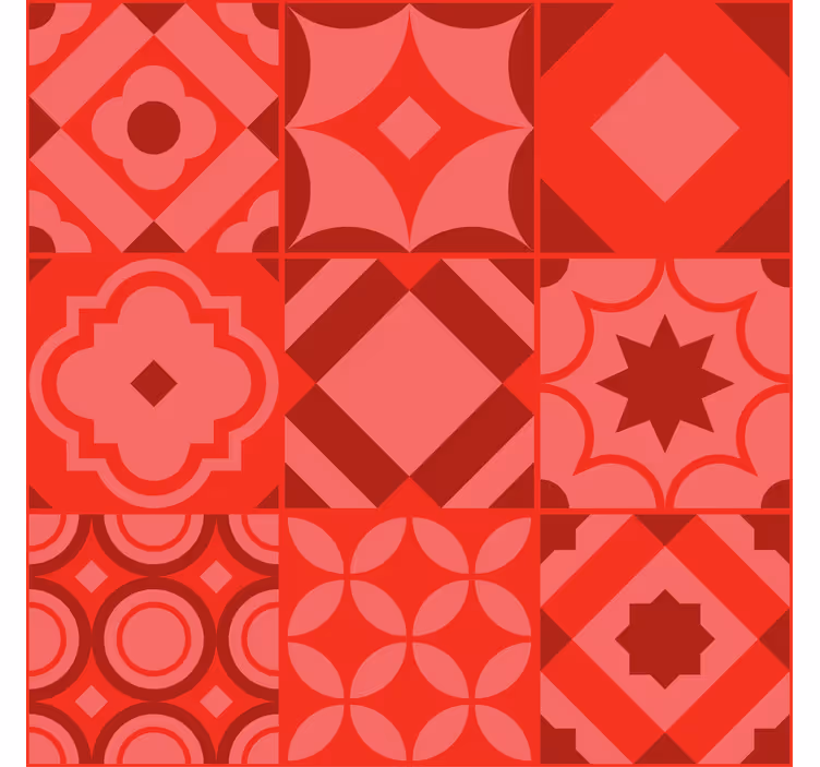 Kitchen wallpaper red tiles design - TenStickers