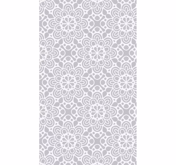 Kitchen wallpaper white grey floral shapes - TenStickers