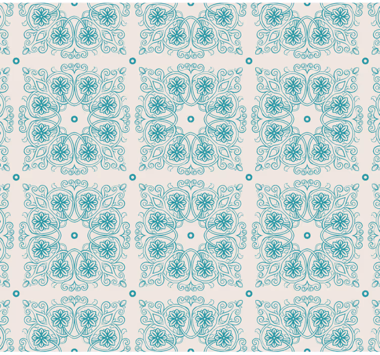 Kitchen wallpaper in turquoise tile design - TenStickers
