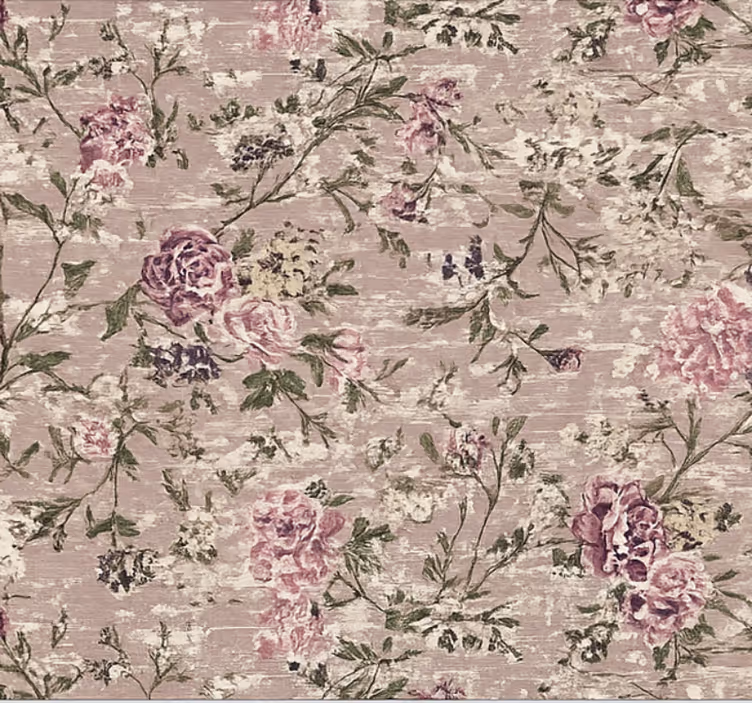 Living room wallpaper vintage floral purple - TenStickers