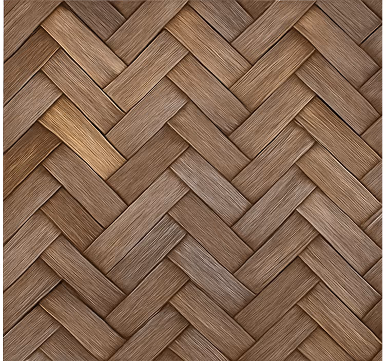 Living room wallpaper braided wood design - TenStickers