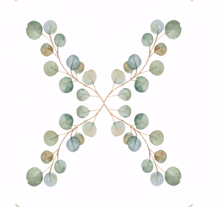Living room wallpaper eucalyptus watercolor sprig - TenStickers