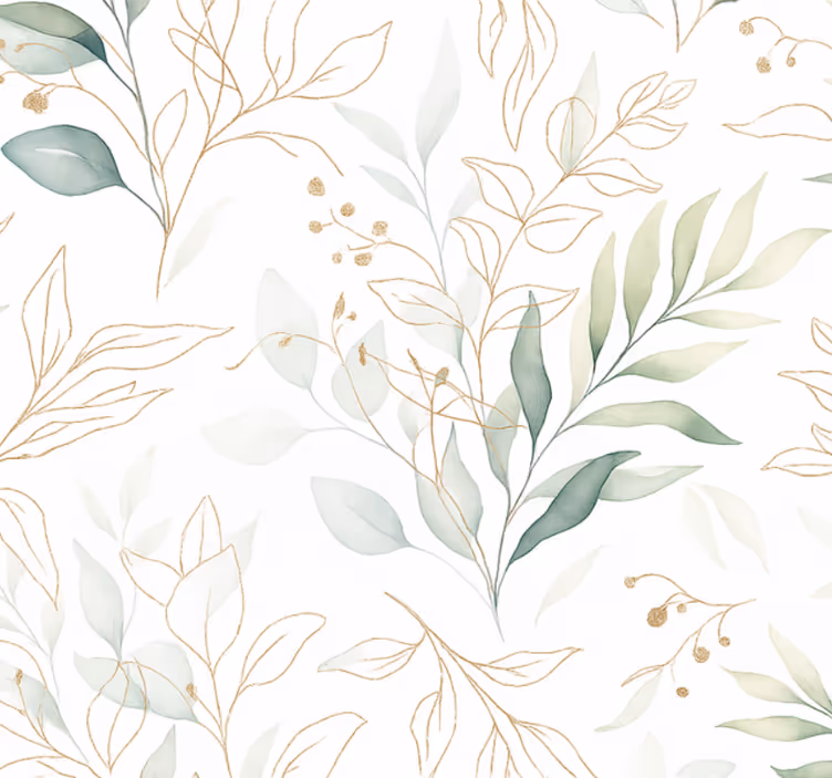 Master bedroom wallpaper watercolor greenery design - TenStickers