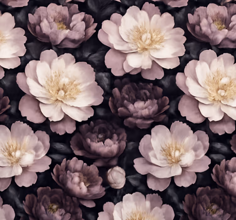 Living room wallpaper in dark floral design - TenStickers