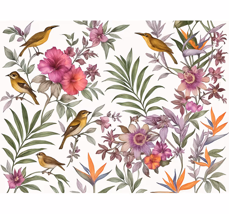 Master bedroom wallpaper colorful forest - TenStickers