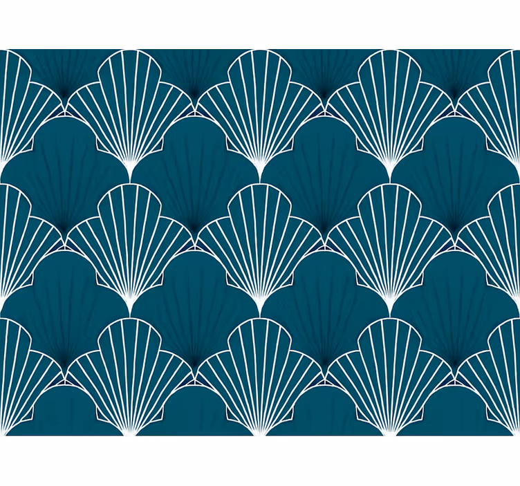 Wallpaper abstract modern teal scallop fan - TenStickers