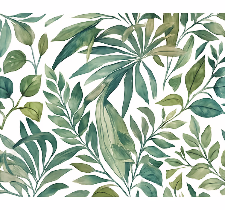 Leaf wallpaper watercolor jungle foliage - TenStickers