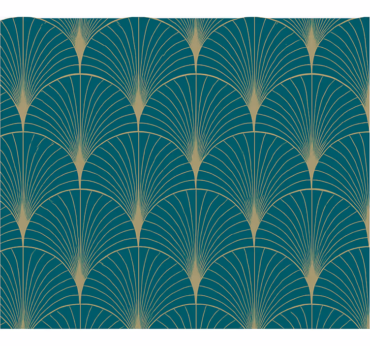 Master bedroom wallpaper blue gold art decor - TenStickers