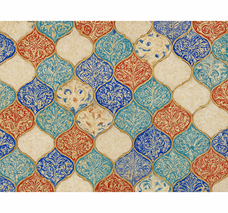 Living room wallpaper colorful moroccan design - TenStickers