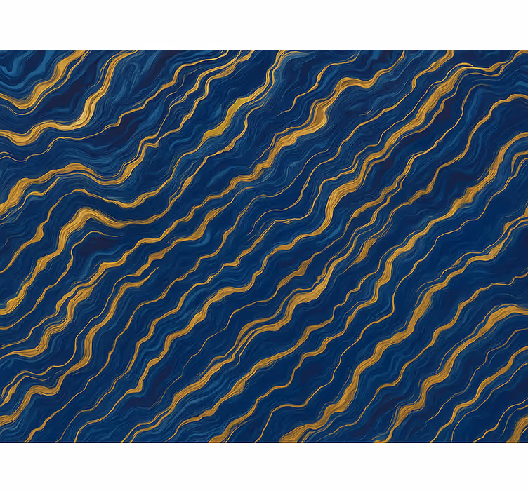 Master bedroom wallpaper in blue and gold marble - TenStickers