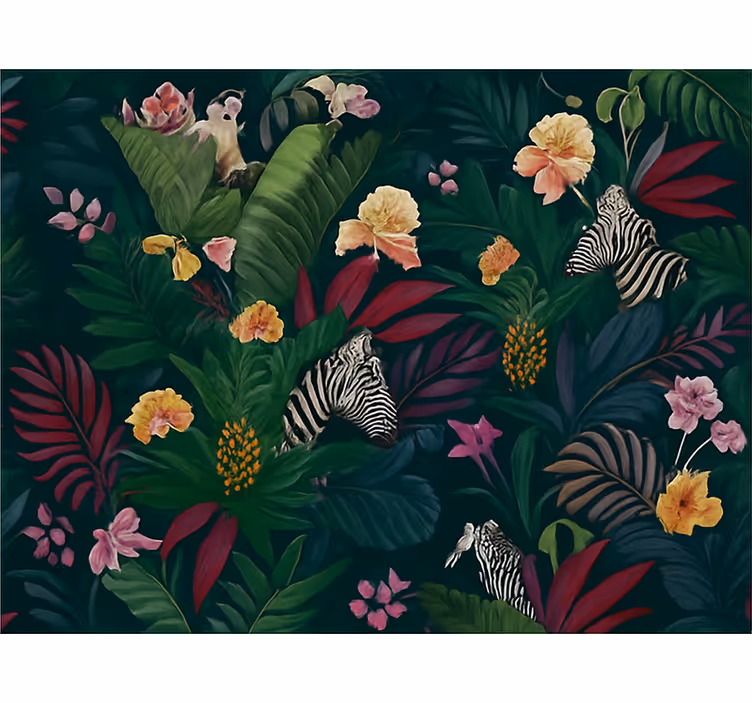 Master bedroom wallpaper colorful exotic tropical design - TenStickers