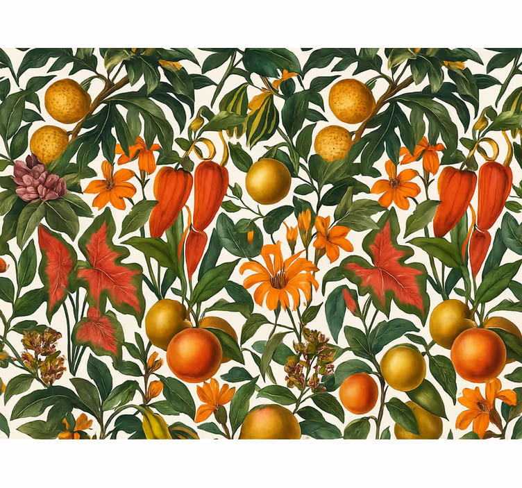Living room wallpaper with colorful exotic design - TenStickers