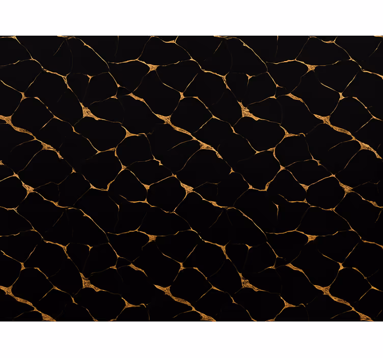 Master bedroom wallpaper in black and gold cracks - TenStickers