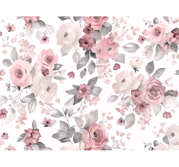 Master bedroom wallpaper grey delicate blossom - TenStickers