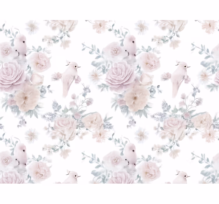 Master bedroom wallpaper with grey elegant flowers - TenStickers