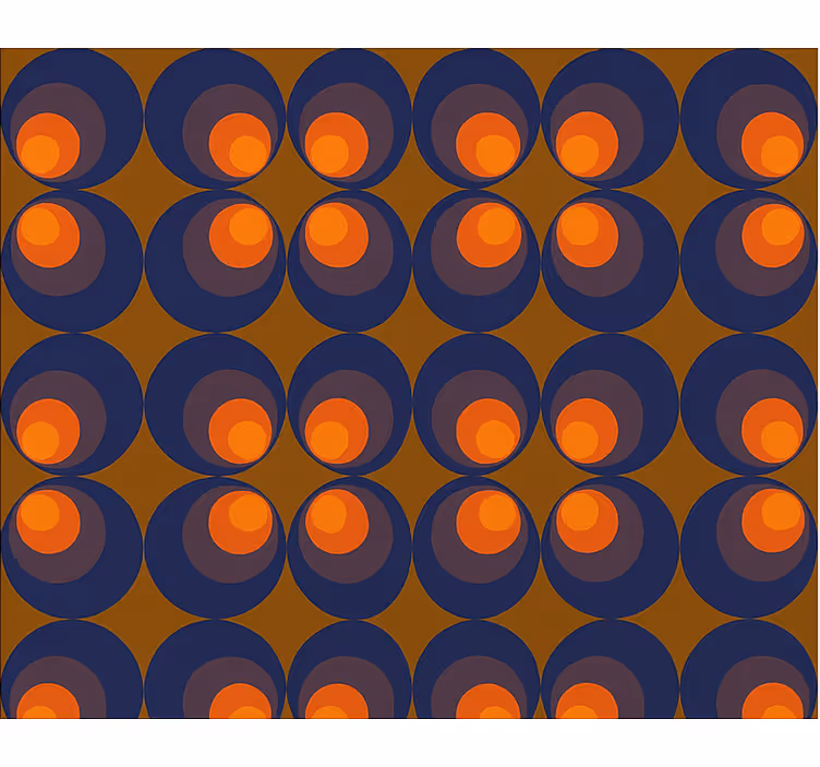 Living room wallpaper retro dark blue and yellow circles - TenStickers