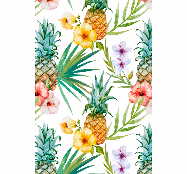 Flower wallpaper with painted pineapple design - TenStickers