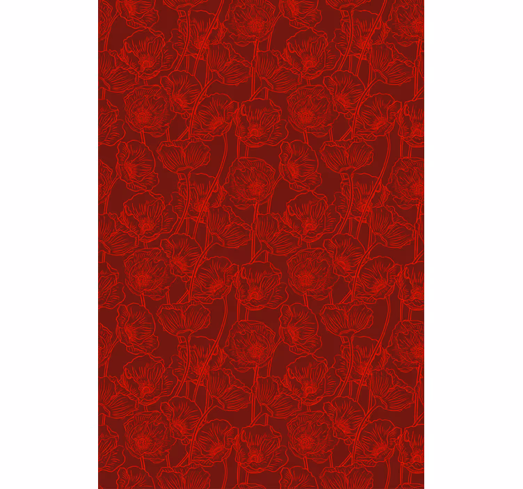 Flower wallpaper artistic poppies with stems - TenStickers