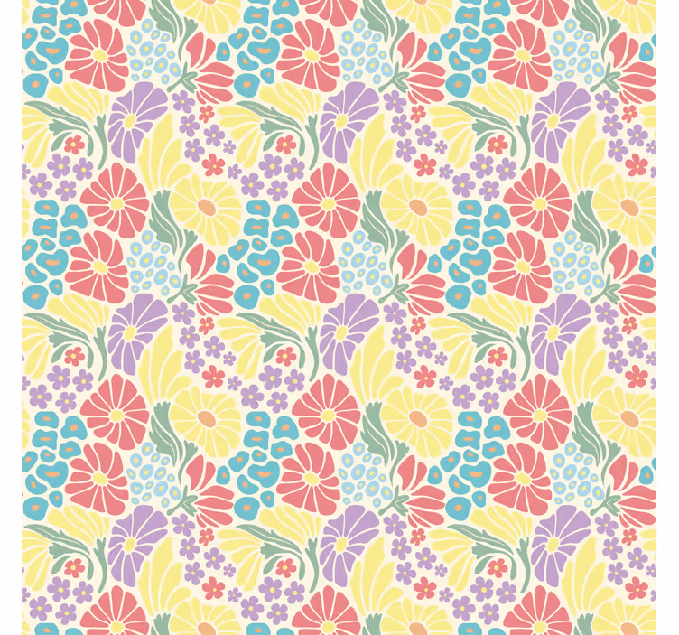 Flower wallpaper in soft pastel colors - TenStickers