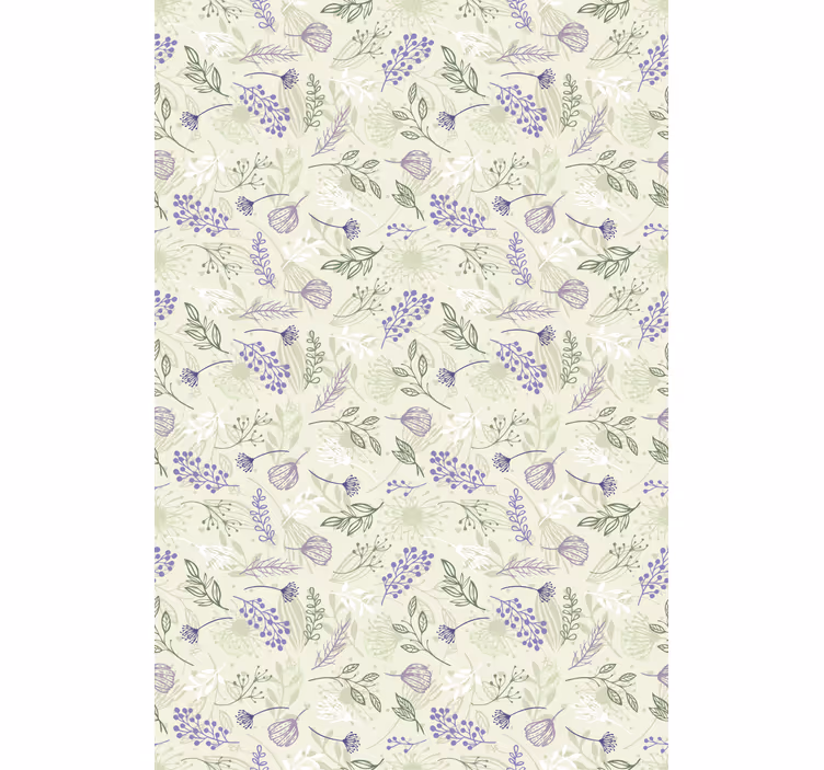 Flower wallpaper with purple flowers on green background - TenStickers
