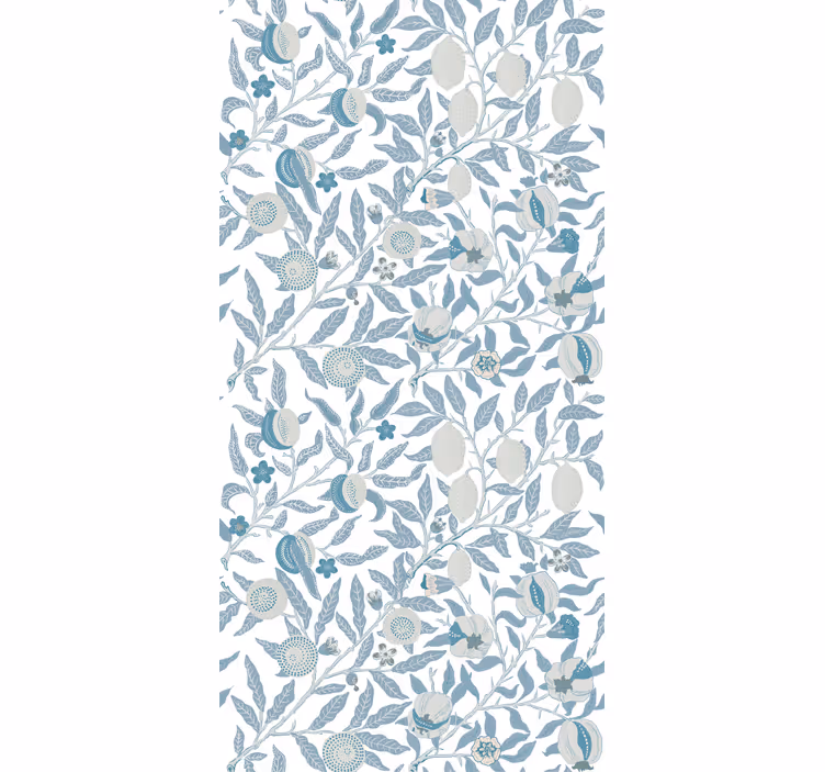 Flower wallpaper in blue victorian style - TenStickers