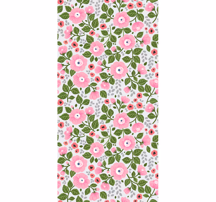 Flower wallpaper with pretty pink flower heads - TenStickers