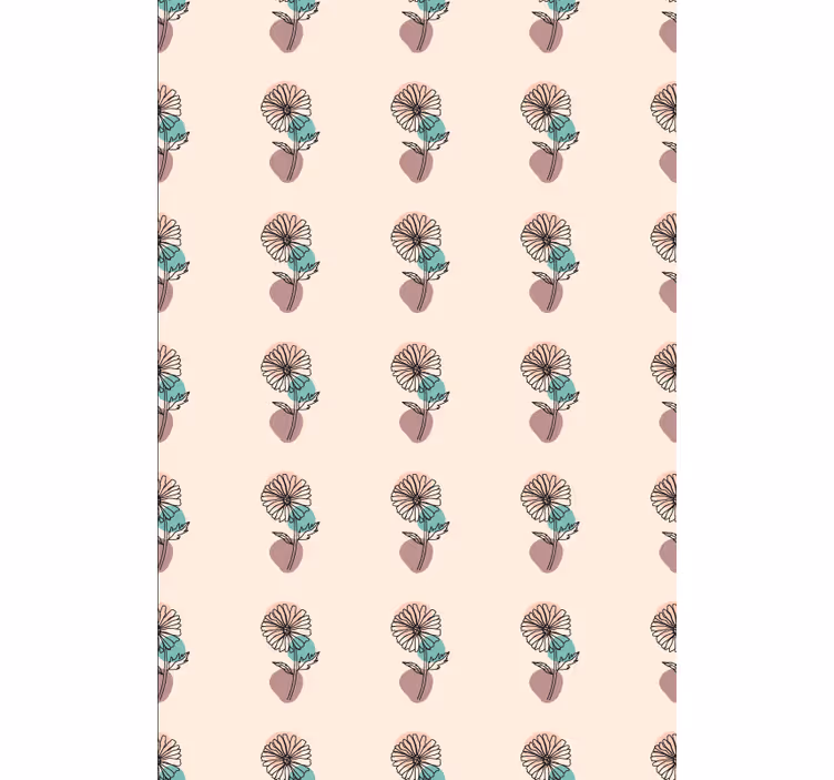 Flower wallpaper daisy flower nature line art design - TenStickers